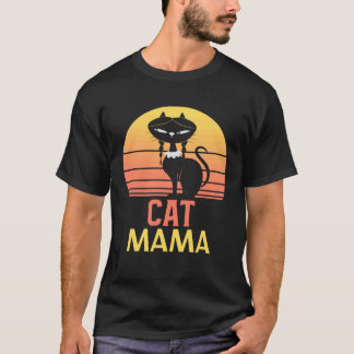 Cat Mom Vintage 80s Style Ca Womens Retro Distress T-Shirt