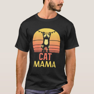 Cat Mom Vintage 80s Style Ca Womens Retro Distress T-Shirt