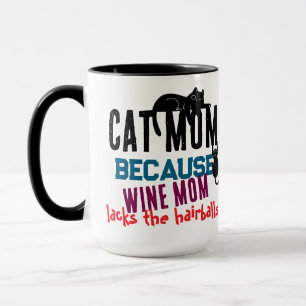 Cat Mom vs Wine Mom Funny Cat Lover Quote Mug