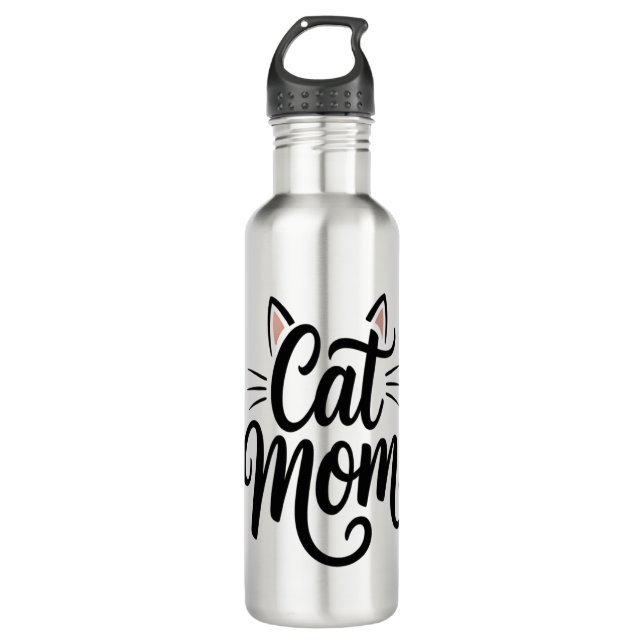 Cat Mom Whiskers and Ears 710 Ml Water Bottle (Front)