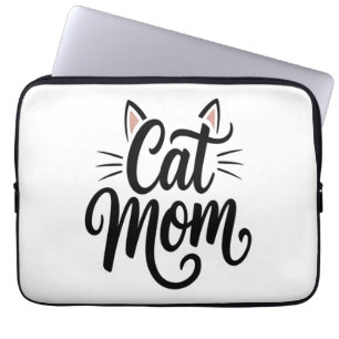 Cat Mom Whiskers and Ears Laptop Sleeve