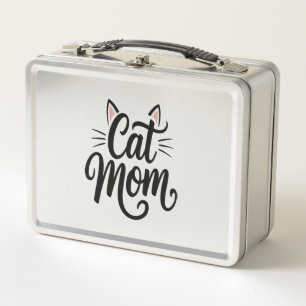 Cat Mom Whiskers and Ears Metal Lunch Box