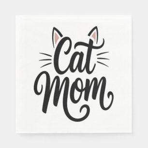 Cat Mom Whiskers and Ears Napkin
