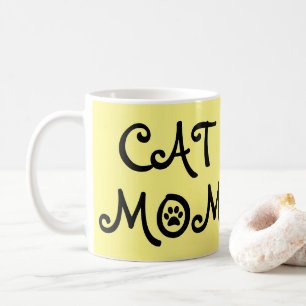 CAT MOM With Paw Prints Coffee Mug