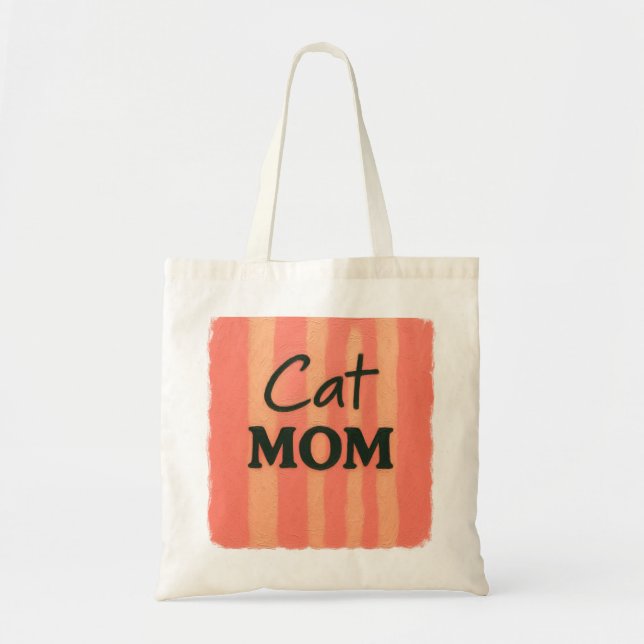 Cat Mom with stripes Tote Bag (Front)