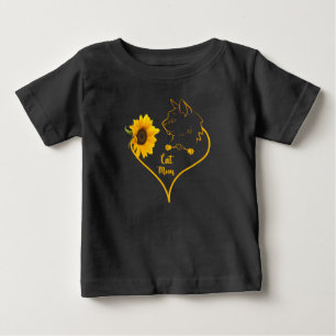 Cat Mom With Sunflower Cute Cat Lovers Mothers Day Baby T-Shirt
