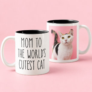 Cat Mom World's Cutest Cat Photo Custom Two-Tone Coffee Mug