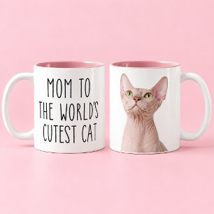 Cat Mom World's Cutest Cat Photo Two-Tone Coffee Mug