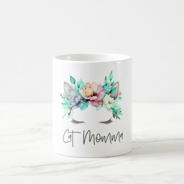 Cat Momma Floral Crown Mug (Center)