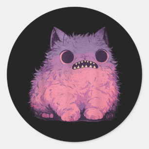 Cat Monster Graphic Kawaii Pastel Goth Anime Aesth Classic Round Sticker