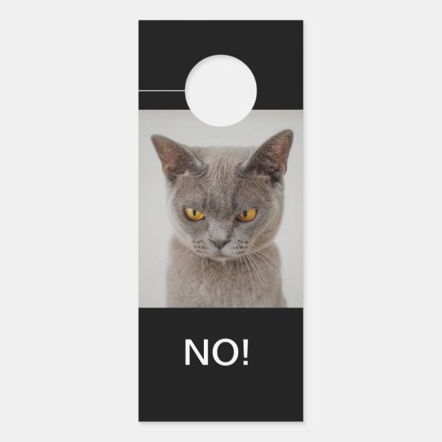 Cat Moods Happy & Angry Double Sided Hello and No! Door Hanger (Front)