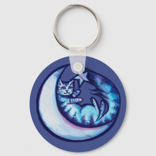 Cat Moon Caturday Star Art Purple MoonCat     Keychain