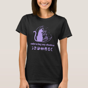 Cat Moon Phase and Crystal Shadow Work Meditation T-Shirt