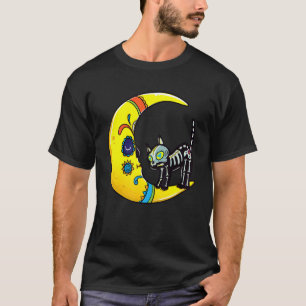 Cat & Moon Sugar Skull Dia de Los Muertos Day Of T-Shirt