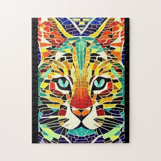 Cat mosaic multicolor beautiful kitty voices  jigsaw puzzle (Vertical)