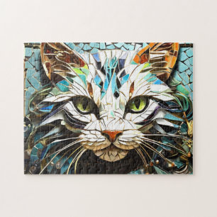Cat Mosaic Vitrail Design Puzzle
