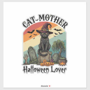 Cat Mother Halloween Lover Black Witch Hat Pumpkin