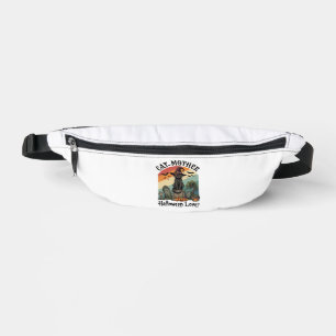 Cat Mother Halloween Lover Black Witch Hat Pumpkin Fanny Pack