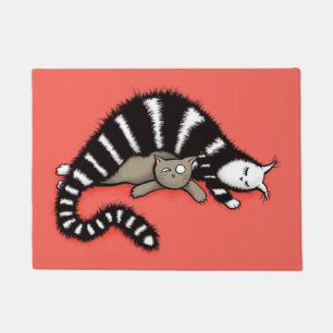 Cat Mother Protects Her Cute Kitty Kid Doormat