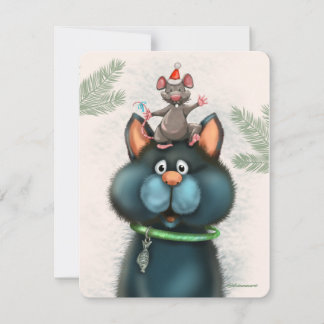 Cat & mouse Christmas Card