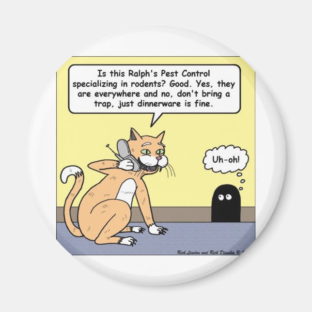 Cat & Mouse Dinnerware Funny Cartoon Gifts & Tees Magnet (Front)