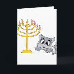 Cat Mouse Menorah Holiday Card<br><div class="desc">This little mouse is teaching the cat about the menorah and the story behind Hanukkah.</div>