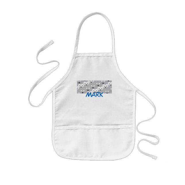 Cat & Mouse pattern grey Kids Apron (Front)