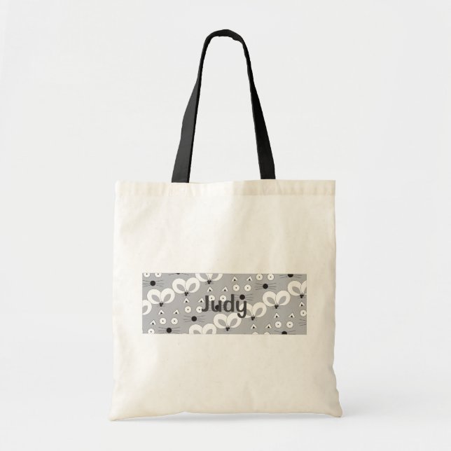 Cat & Mouse pattern grey Tote Bag (Front)