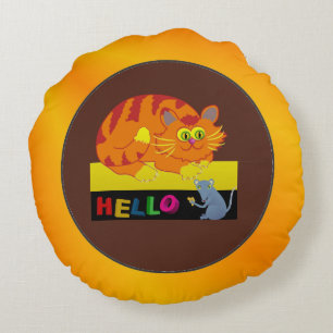 Cat & Mouse Round Pillow
