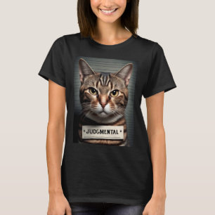 Cat Mugshot  Judgmental  Cat Dad or Cat Mom T-Shirt