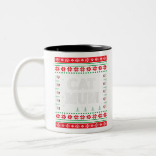 Cat Mum ugly Christmas sweater Cat Lovers Cute Cat Two-Tone Coffee Mug