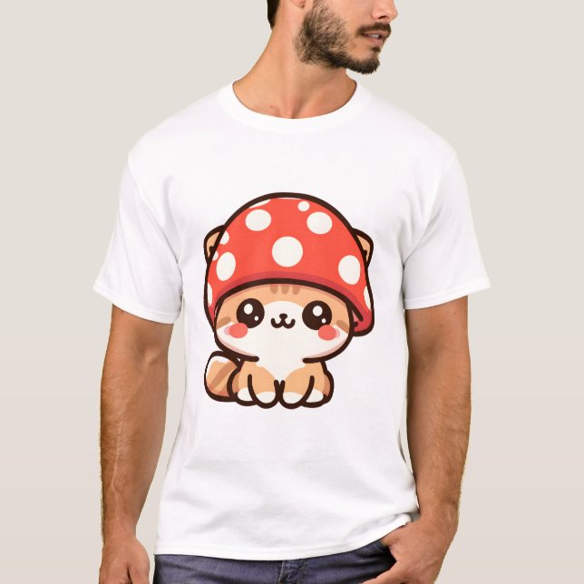 Cat Mushroom Cute Kitty  T-Shirt (Front)