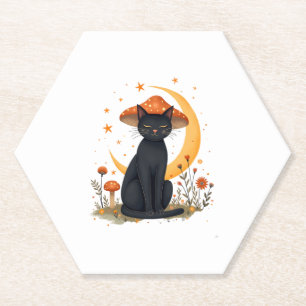 Cat Mushroom Hat Cottagecore Kitten Kitty Women Gi Paper Coaster