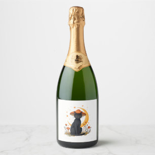 Cat Mushroom Hat Cottagecore Kitten Kitty Women Gi Sparkling Wine Label