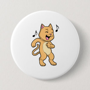Cat Music Dance 3 Inch Round Button