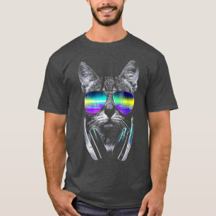Cat Music Gifts Cat DJ Wearing Headphones Music Lo T-Shirt