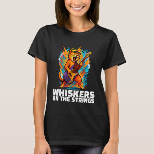 Cat Music Guitar Riff Rock Whiskers On The String  T-Shirt