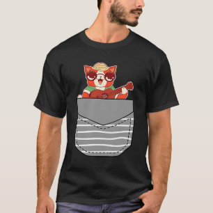 Cat Music Instrument Ukulele In Pocket T-Shirt