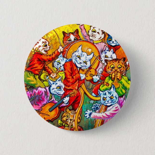 Cat Musical Band 2 Inch Round Button (Front)