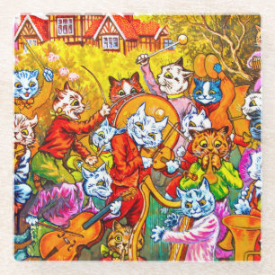Cat Musical Band Glass Coaster