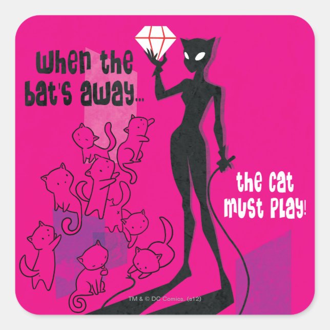 Cat Must Play Square Sticker (Front)