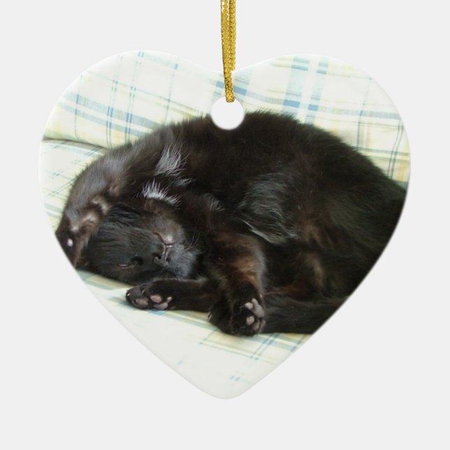 cat nap ceramic ornament (Front)