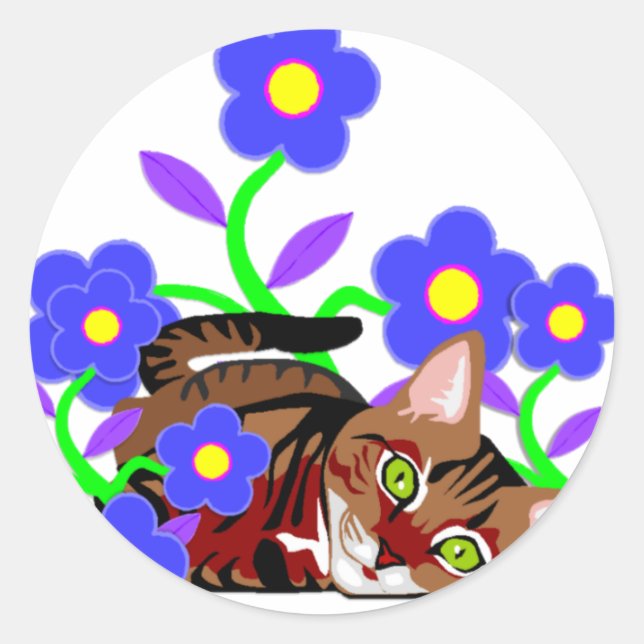 Cat Nap Classic Round Sticker (Front)