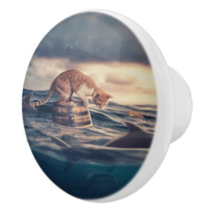 Cat Nap Dream or Nightmare Ceramic Knob