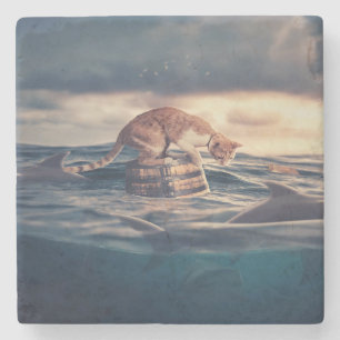 Cat Nap Dream or Nightmare Stone Coaster