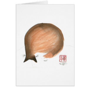 Cat Nap, Sumi-e cat Enso in colour