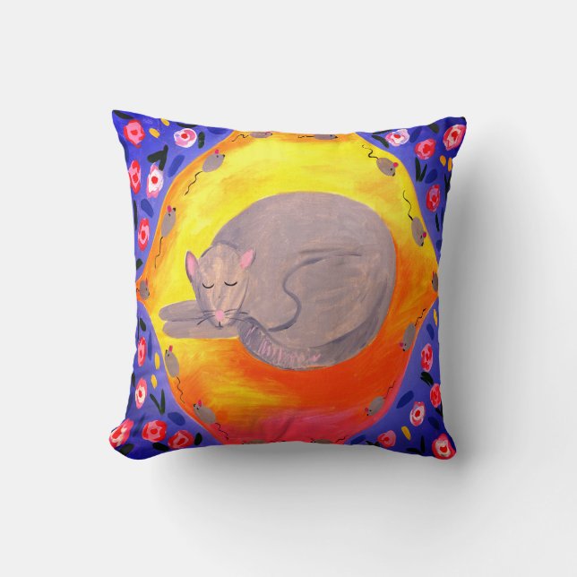Cat Nap Throw Pillow (Front)