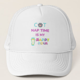 cat nap time is my happy hour trucker hat