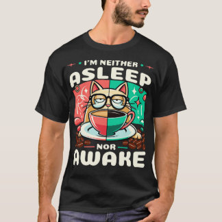Cat Napping in Coffee Cup Humourous Tee for Cat an