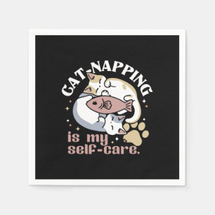 Cat-Napping Is My Self-Care Cute Cat Quote Napkin